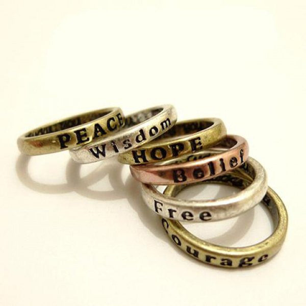 Personalised 8 Pcs Antique Letter Carved Wishing Rings