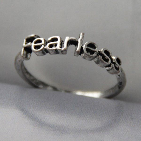 Stylish Letter Fearless Embellished  Ring