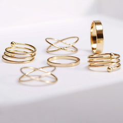 6PCS of Chic Women's Round Solid Color Rings