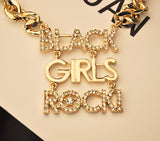 Gorgeous Rhinestoned English Black Girls Rock Design Alloy Necklace