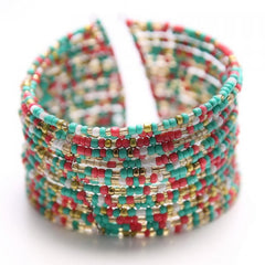 Bohemian Candy-Colored Wide Cuff Bracelet