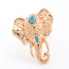 Cute Faux Turquoise Elephant Ring For Women