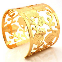 Vintage Solid Color Floral Hollow Out Bracelet For Women