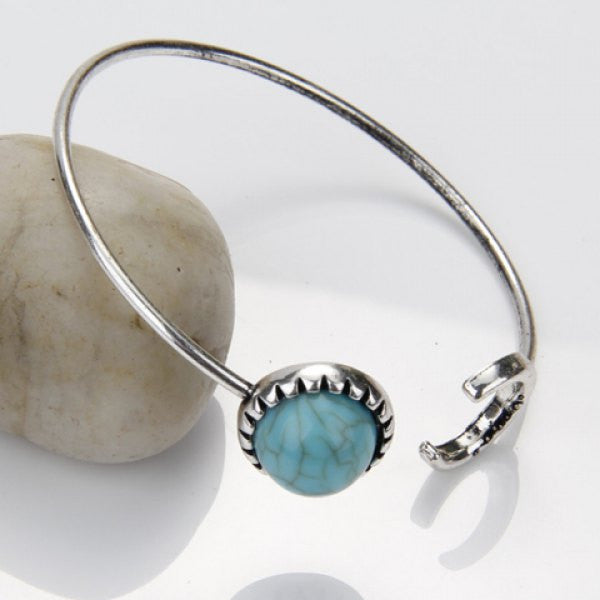 Delicate Turquoise Moon Cuff Bracelet