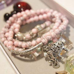 Fashion Carved Elephant Pendant Multi-Layered Candy Color Beads Bracelet