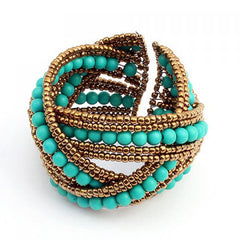 Bohemian Chic Style Crossed Women's Bicolor Beading Cuff Bracelet